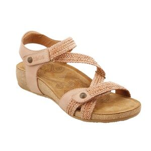 Taos Footwear Trulie Woven Leather Sandals Blush Size 8.5 Comfort